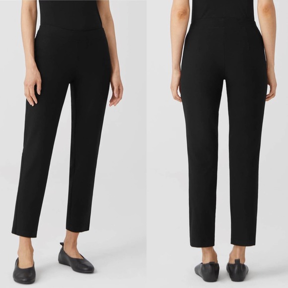 Eileen Fisher Pants - Eileen Fisher System Washable Stretch Crepe Black Slim Ankle Pants Sz L New